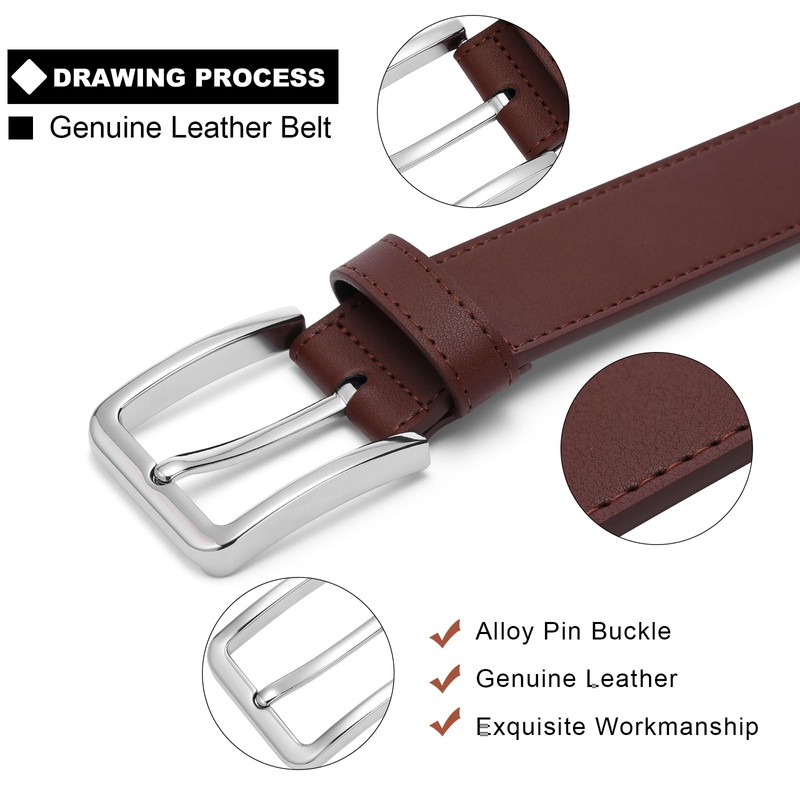 SENDEFN Men's Leather Belt, 38 mm Wide, Men's Belt for