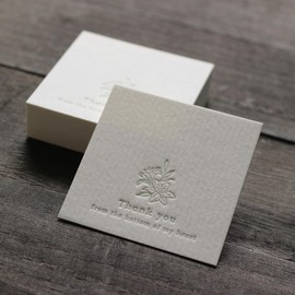 BAY LETTERPRESS Thank You Cards and Accessory Cards, 30 Lily Typography, 2.2 x 2.2 inches (56 x 56 mm)
