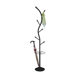 KB Designs - Entryway Hall Tree Coat Hat Rack and Umbrella Stand, Black