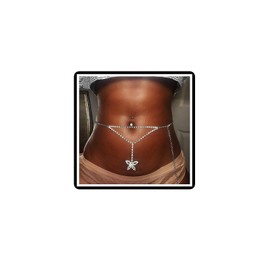 Crystal Butterfly Waist Chain Boho Layered Geometric Butterfly Body Chain Rhinestone Belly Chain Belt Summer Beach Bikini Waist Body Adjustable Jewelry for Women Girls (Silver)