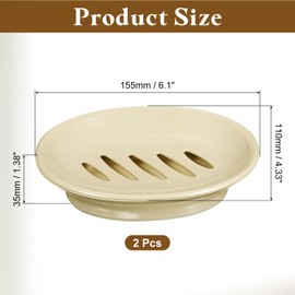 sourcing map Soap Container, 2Pcs 15.5x11cm Plastic Soap Dish with Drain, Removable Double Compartment Soap Holder for Bathroom, Shower, Kitchen (Khaki)