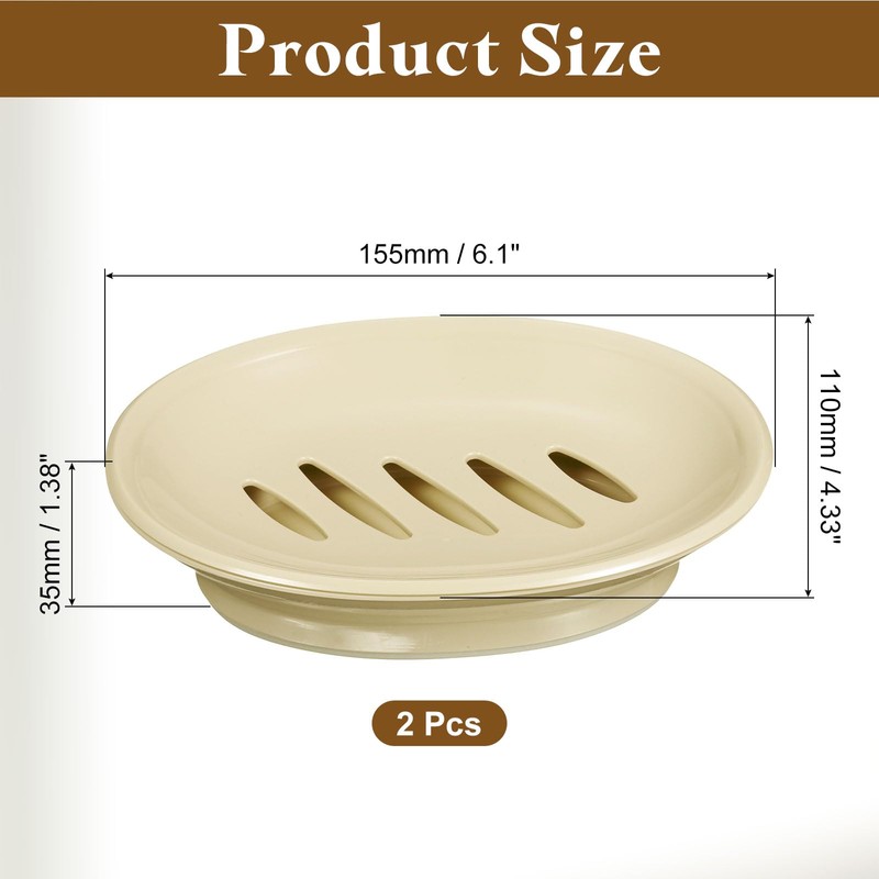 sourcing map Soap Container, 2Pcs 15.5x11cm Plastic Soap Dish with