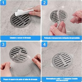 eahsap 25 Unidades de atrapa Cabello desechable para desagüe de Ducha Pegatinas Adhesivas Impermeables de Malla para Cubrir el desagüe de la Ducha en el baño y la bañera.