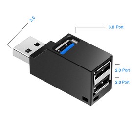 EasyULT 3-Port USB 3.0 Hub (2 USB 2.0 + USB 3.0), Premium 3-Port Aluminum Mini USB 3.0 Hub, Portable USB Splitter for Macbook, Mac Pro/mini, iMac, Surface Pro