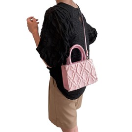 TQUXNGA 2023 Neue Crossbody-Tasche, modische Handtasche, trendige Umhängetasche, kleine quadratische Tasche, vielseitige Tasche für Mädchen und Frauen, lässige Tasche, rose