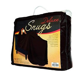 mikamax - Snugs Deluxe - Fleece Blanket with Sleeves - Deluxe - Coffee Brown