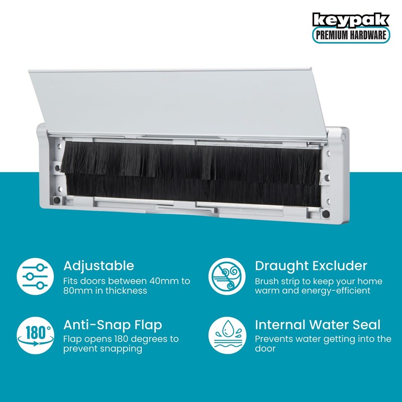Keypak 10" (27cm) Door Letter Box - Adjustable Letterbox for