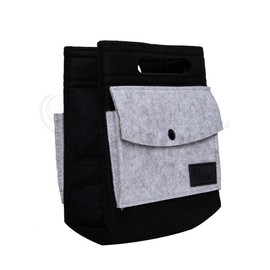 Periea 'Aya' Premium Felt Bag Organiser Insert - 2 Sizes Bag Organizer for Handbags (Small, Black & Dove Grey)