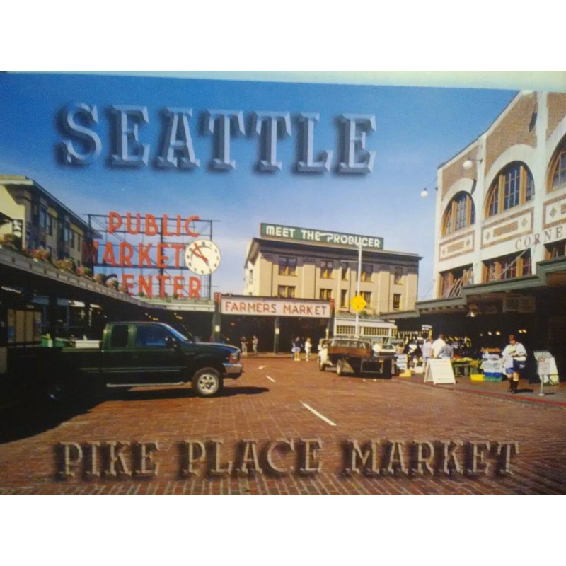 6.00 BEAUTIFUL POST CARD OVER THE PIKE'S PLACE MARKET SEATTLE