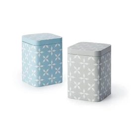 Cha Cult teemando® Lewis Tin 100 g Square with Pull-On Lid Matt 2 Assorted Designs 10 x 7.3 x 7.3 cm