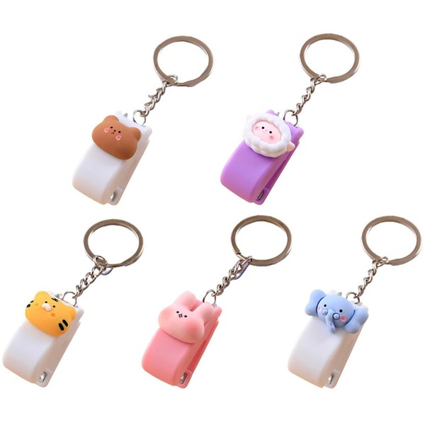 Tofficu 5Pcs Small Stapler Mini, Cute Animal Stapler with Keychain,