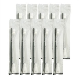 Commercial Disposable Toothbrushes with Tube Toothpaste (0.1 oz (3 g), Black, Set of 10