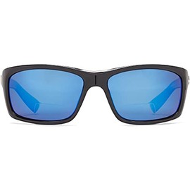 Guideline Eyegear Surface Polarized Bifocal Sunglass with Deep Six Blue Mirror/Deepwater Gray Lens, Shiny Black Frame (+1.50), Large