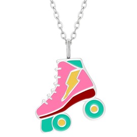 LOVE YOUR CITY Chain Roller Skates Roller Skates. Perfect Gifts for Girls, Children. High Quality Children's Jewellery Made of Sterling Silver with Enamel. Adjustable from 42 to 45 cm., Sterling