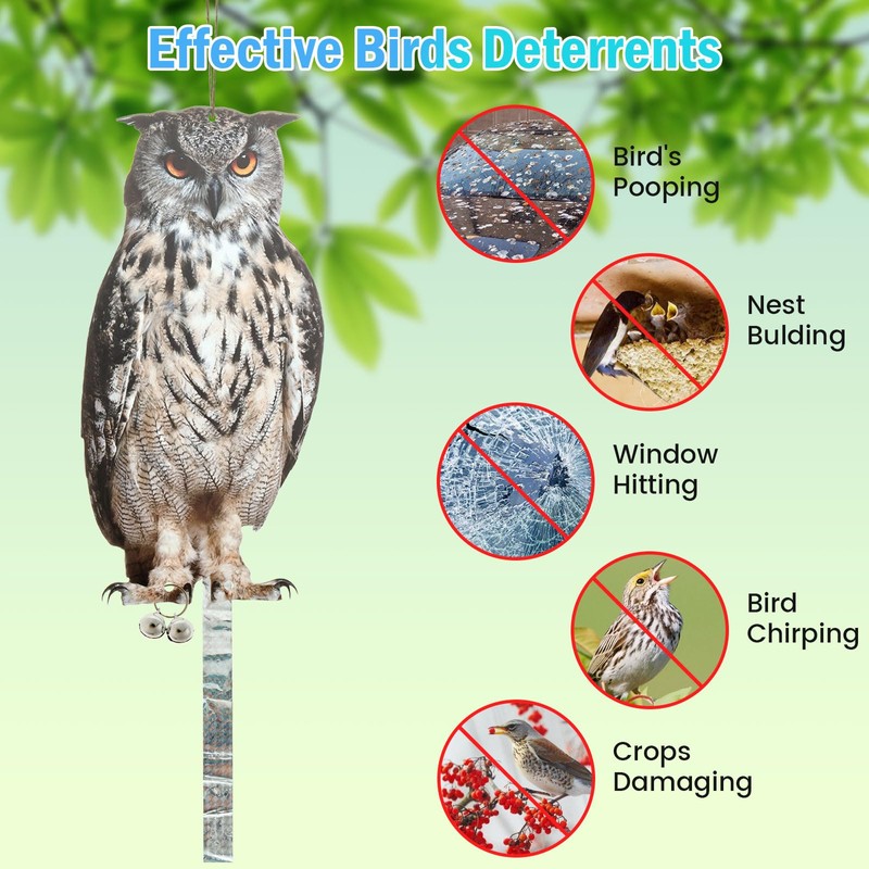 3 Pcs Owl to Keep Birds Away Reflective Owl Bird