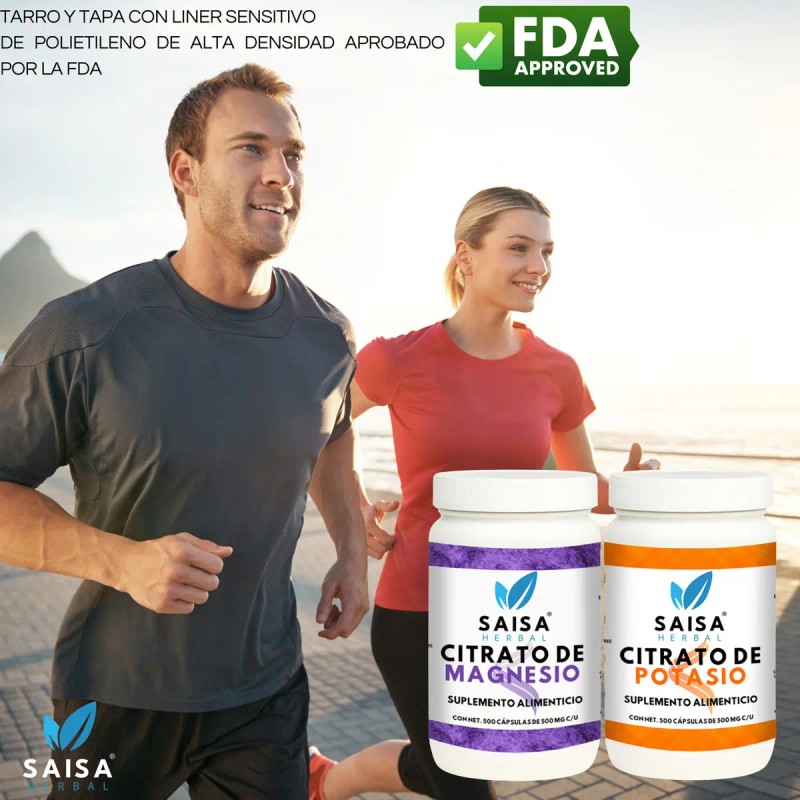 Citrato Magnesio Potasio 500 Cápsulas Suplemento Alimenticio Saisa Herbal Sabor