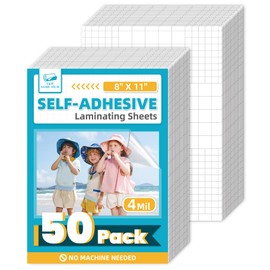 T&W SAME FILM 50 Pack Self Adhesive Laminating Sheets, 4mil, 8 x 11 Inch Laminator Sheets, Self Sealing Laminating Sheets for Laminator, Round Corner, No Heat, No Machine Needed