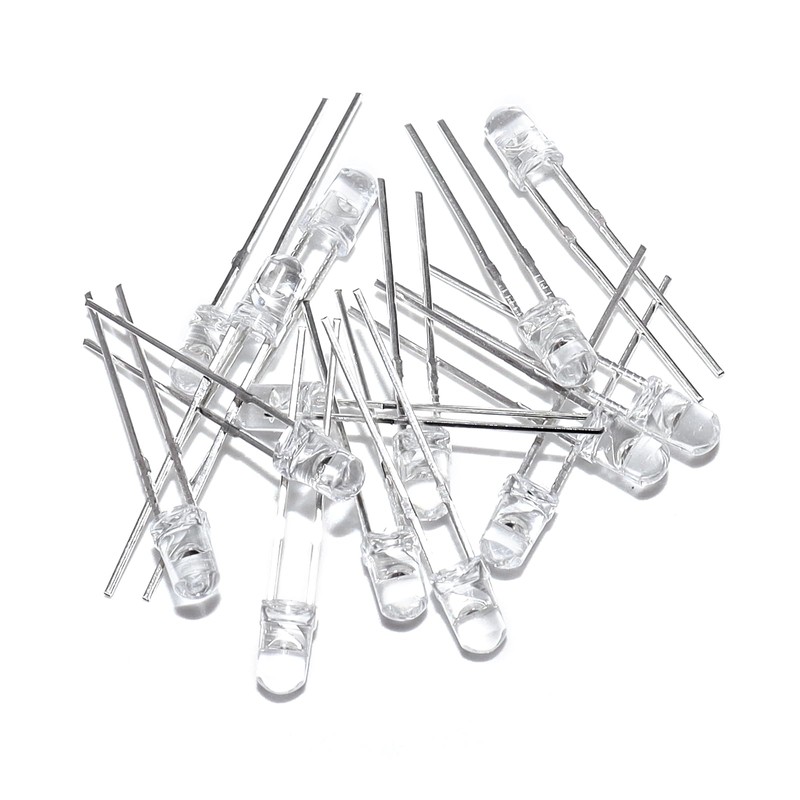 DSSRQI 100pcs Super Bright 3mm LED Diode Lights (Clear Transparent