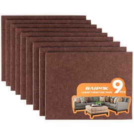 Furniture Pads Set of 9 Self Adhesive Furniture Felt Pads, 8" x 6" x 1/5" Cuttable Felt Chair Pads, Anti Scratch Furniture Floor Protectors for Furniture Legs Hardwood Floor, Brown