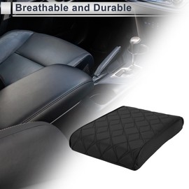 X AUTOHAUX Car Center Console Cover Car Armrest Cover 12.6"x8.27"x2.36" Black Nappa Leather Memory Foam