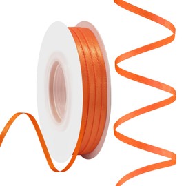 Rilisili Orange Satin Ribbon 1/8 Inch 50 Yards Double Faced Polyester Satin Ribbons for Gift Wrapping DIY Crafts Weddings Invitations Flower Bouquet Bow Making Home Decor Sewing