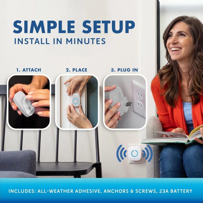 SadoTech Wireless Doorbell Kit, Black, 2 Plug In Receivers