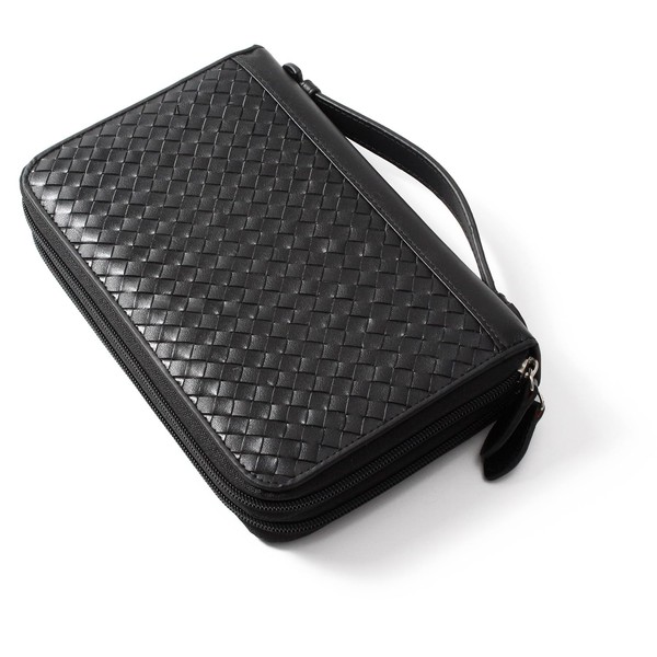 GROOVE GEAR ggs-6001 Men's Long Wallet, Braided Second Bag, Genuine