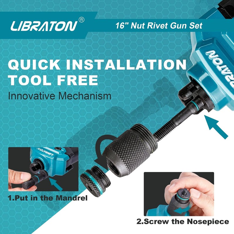 LIBRATON 16" Rivet Nut Tool, Rivet Nut Gun, Hand Rivet