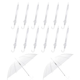 Clear Umbrella Wedding Bulk with J Hook Handle Auto Open Clear Dome Umbrella Windproof for Outdoor Events, Wedding Supplies, Birthday, Outdoor Interactive, Photography (Clear-12pcs)
