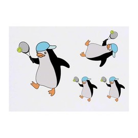 4 x 'Penguin Playing' Temporary Tattoos - Water Resistant, Skin-Safe, Non-Toxic Transfers, Mixed Sizes (TO00077578)