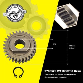 Worm Gear Kit W/9709231 Worm Gear, 9703445 Bearing, 9706529 Gear, 9709511 Gasket,9703680 Circlip And 1.8 Oz Food Grade Grease Compatible With Whirlpool 5Qt & 6Qt Stand Mixer