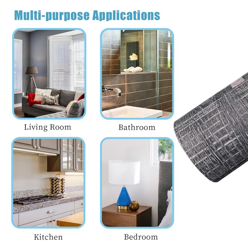 STAMINATE 32.8Ft Gray Wood Grain PVC Wallpaper Border, Removable Waterproof