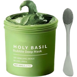Mascarilla de Arcilla para cara, Deep Cleansing Mask con Holy Basil, Mascarilla de barro hidratante con cuchara, Gently Bubbles for Deep Cleansing, Purifies Pores & Blackheads, Controlar la Grasa (1PC)