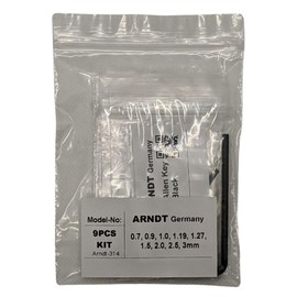 ARNDT Germany 9PCS Hex Key Set | Mini Hex Key Set: 0.7, 0.9, 1.0, 1.19, 1.27, 1.5, 2, 2.5, 3mm | Chromium Vanadium Steel