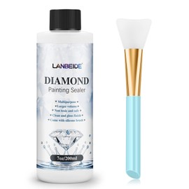 LANBEIDE 200ML Diamond Painting Sealer with Silicone Brush, Updated 5D Diamond Painting Glue Sealer Permanent Hold & Shine Effect Conserver for Diamond Painting and Jigsaw Puzzles (7 OZ)