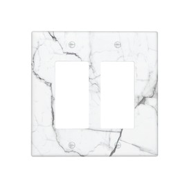 Lhdlnn White Marble Light Switch Cover Decorative Wall Plate 2 Gang Double Rocker Switchpalte Electrical Faceplate for Kitchen Bedroom Bathroom 4.6" x 4.5"