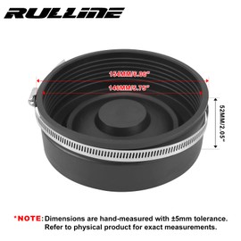 RULLINE 5" Flexible PVC Pipe Cap – w/Stainless Clamp, Black