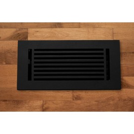 Madelyn Carter 2 x 12 Cast Aluminum Linear Bar Vent Cover with Damper - Black (Overall: 3.75 x 13.5) | Floor Register - Wall Register
