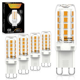 Bigzom G9 LED Warm White Dimmable, 2700 K 4 W Replacement 40 W G9 Halogen Bulb, G9 LED Dimmable without Flicker 520 lm AC220-240 V for Indoor and Outdoor Decoration Lighting Pack of 5