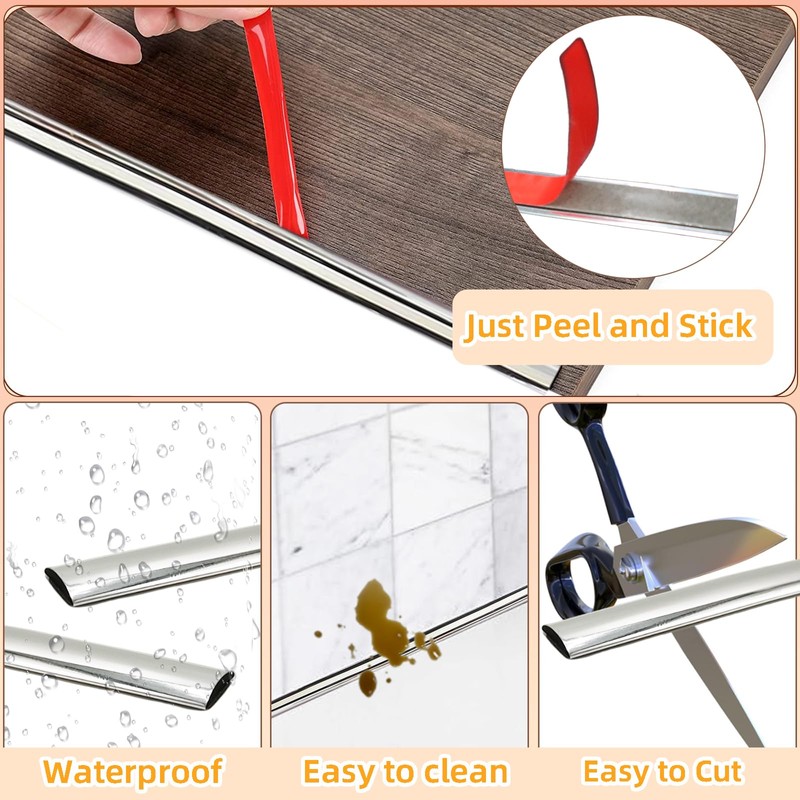 Faoaatin 22Ft Silver Molding Trim Peel and Stick, Flexible Mirror
