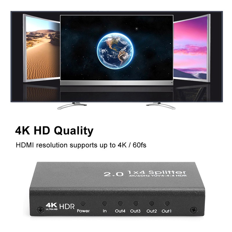 1x4 HDMI 2.0 Splitter 1 in 4 out Video Distributor
