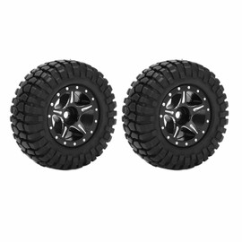 2PCS Aluminum Rims Tires Set for Axial SCX24 AXI00001 1/24 RC Crawler Car Upgrade PartsBlack
