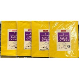 Caroline Table Cloth, Disposable Paper Cover for Square or Rectangular Dining Table Birthday Party, Catering, Baby Shower, Wedding Decorations Sold by Vrangle (Dark Yellow, Twin Pack of 4),90 X 90cm