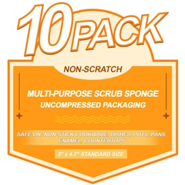 10 Pack Multi-Purpose Dish Sponges, Reusable Non-Scratch Dish Sponge for Washing Dishes Cleaning Kitchen, Ideal Scrub and Scrubbers for Kitchen, Bathroom & More