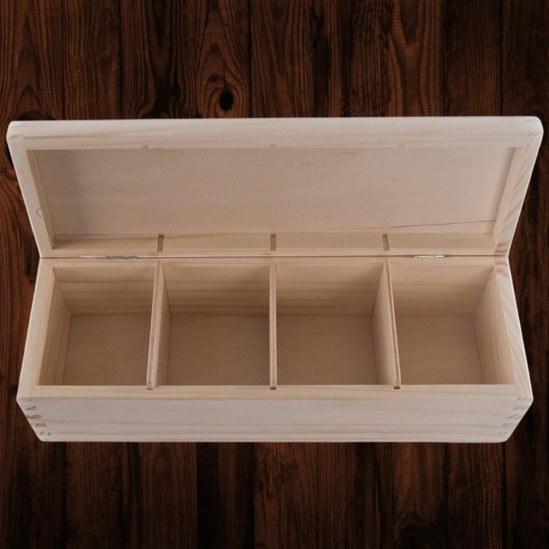 WooDeeDoo Tea Box with Wooden Compartment, Wood, 4 Compartments