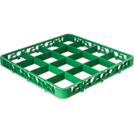 Carlisle RE16C09 OptiClean 16 Compartment Divided Glass Rack Extender, 4.45" Compartments, Green (Pack of 6)