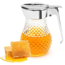 TNSLAND Honey Jars 8 Ounces, Syrup Dispenser Honey Jars, Honey Dispenser with Handle, Versatile Oil Bottle, Transparent Honey Jars for Kitchen Tools, Caramel Syrup Oil (250 ml)