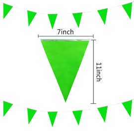 LyButty 100 Feet Green Pennant Banners Flags String Hanging Triangle Bunting Flags,Party Decorations for Grand Opening,Kids Birthday,Carnival,60 PCS