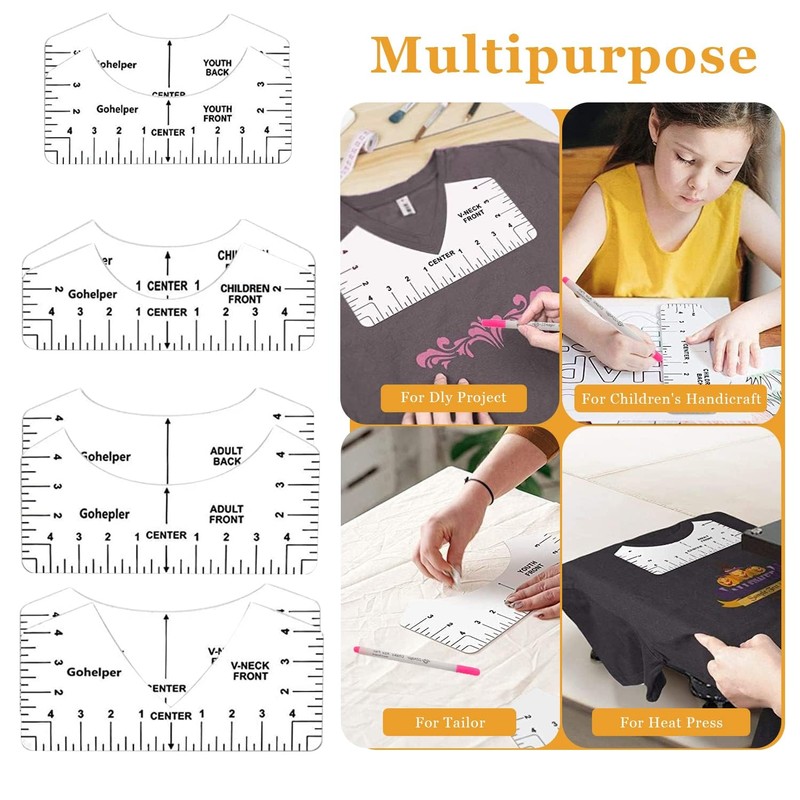 Powerful 14PCS T-Shirt Ruler Guide Alignment Tool Vinyl Center Design
