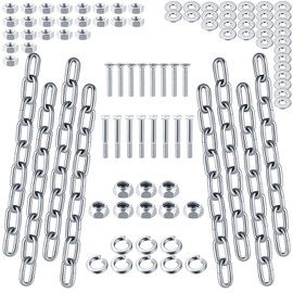 Blulu 8 Pack Ar500 Shooting Targets Set Steel Target Hangers for Gongs Combo Pack Steel Chain Kit Hanging Hardware Accessories for Practice Recreational Use (Silver)